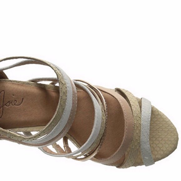JOIE New ZEE Strappy Heel Sandal Caged Embossed ALL Leather Pump Nude Womens🎉HP - Picture 7 of 16